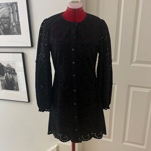 Veronica Beard Elegant Black Eyelet Dress
